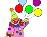 Desenho Palhaço com balões pintado por Stefany
