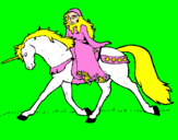 Desenho Princesa em unicórnio pintado por cavalo alado