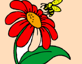 Desenho Margarida com abelha pintado por ata