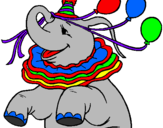 Desenho Elefante com 3 balões pintado por Mário César.