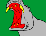 Desenho Hipopótamo com a boca aberta pintado por rafael