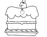 Desenho Bolo de aniversário pintado por geovana cara de banana