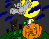 Desenho Paisagem Halloween pintado por halloween