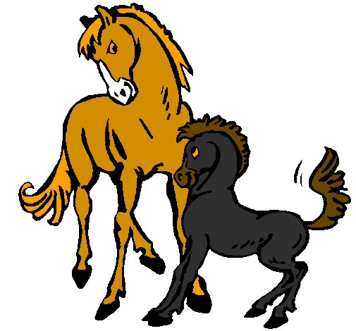 Desenho Cavalos pintado por  minha egua e o potro