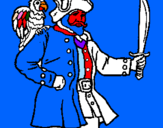 Desenho Pirata com um papagaio pintado por monickymarques