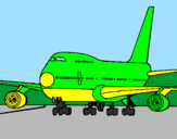 Desenho Avião em pista pintado por leco