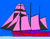 Desenho Veleiro de três mastros pintado por leila gasclhez