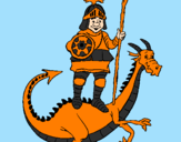 Desenho Cavaleiro São Jorge e o dragão pintado por icaro