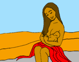 Desenho Mãe e filho  pintado por bruna pereira