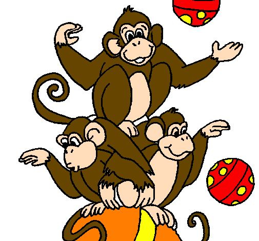 Desenho Macacos a fazer malabarismos pintado por LEO