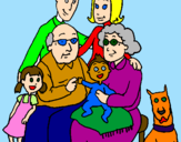 Desenho Família pintado por vovo