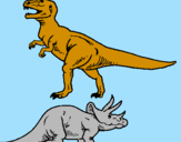 Desenho Tricerátopo e tiranossauro rex pintado por kayllon sala 08
