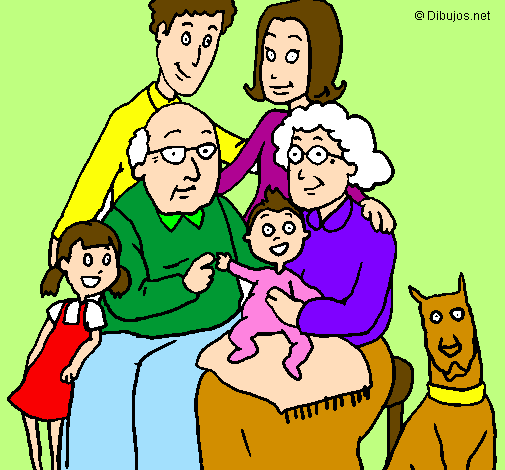 Desenho Família pintado por a familia reunida