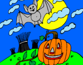 Desenho Paisagem Halloween pintado por micaely