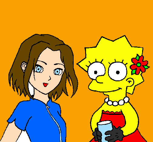Desenho Sakura e Lisa pintado por Dora