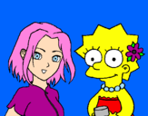 Desenho Sakura e Lisa pintado por Natalia