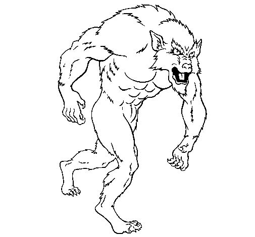 Desenho Homem lobo pintado por lobo