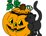 Desenho Abóbora e gato pintado por ana carolna