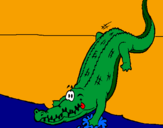 Desenho Crocodilo a entrar na água pintado por gabriel