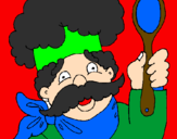 Desenho Chefe com bigode pintado por carla