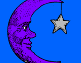 Desenho Lua e estrela pintado por sabryna DF