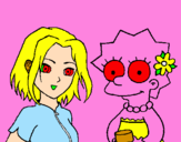 Desenho Sakura e Lisa pintado por fernanda