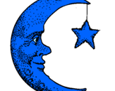 Desenho Lua e estrela pintado por leonardo