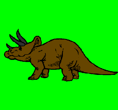 Desenho Triceratops pintado por Luis Felipe Paoli 5 anos