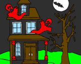 Desenho Casa do terror pintado por lincoln