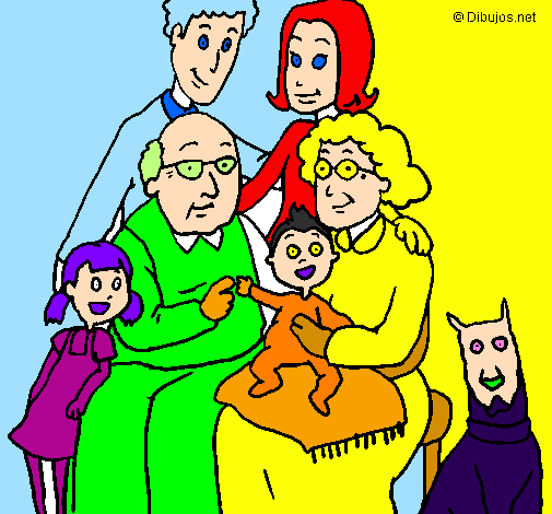 Desenho Família pintado por familias,