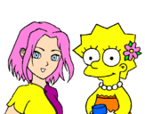 Desenho Sakura e Lisa pintado por Geneson