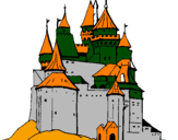 Desenho Castelo medieval pintado por castle