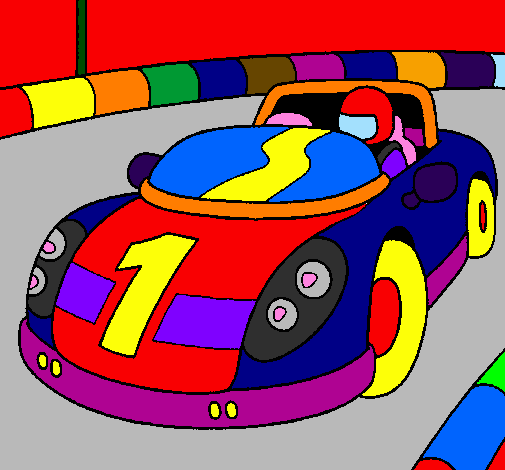 Desenho Carro de corridas pintado por rob o robo
