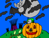 Desenho Paisagem Halloween pintado por gui