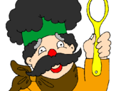 Desenho Chefe com bigode pintado por baa