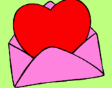 Desenho Coração num envelope pintado por daniela