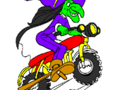 Desenho Bruxa numa moto pintado por bernardo