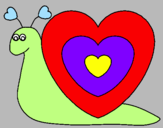 Desenho Caracol coração  pintado por lesminha