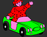 Desenho Boneca em carro descapotável pintado por igor
