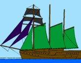 Desenho Veleiro de três mastros pintado por gide