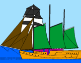 Desenho Veleiro de três mastros pintado por fernando