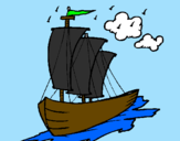 Desenho Barco veleiro pintado por gide