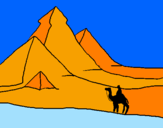 Desenho Paisagem com pirâmides pintado por filipe