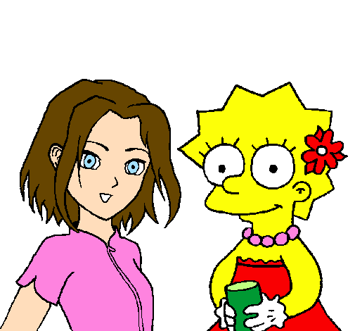 Desenho Sakura e Lisa pintado por manu
