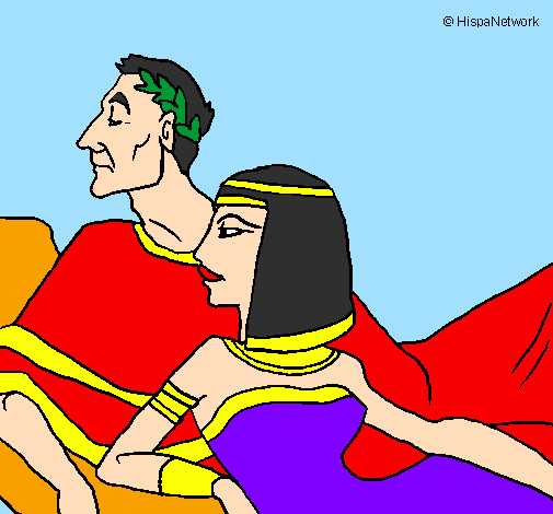 Desenho César e Cleopatra pintado por priscilla