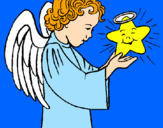 Desenho Anjo e estrela pintado por joão pedro