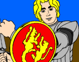 Desenho Cavaleiro com escudo de leão pintado por samuel