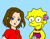Desenho Sakura e Lisa pintado por beatriz