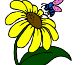Desenho Margarida com abelha pintado por Primavera