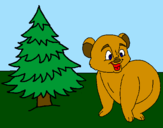 Desenho Urso e abeto pintado por Lívia